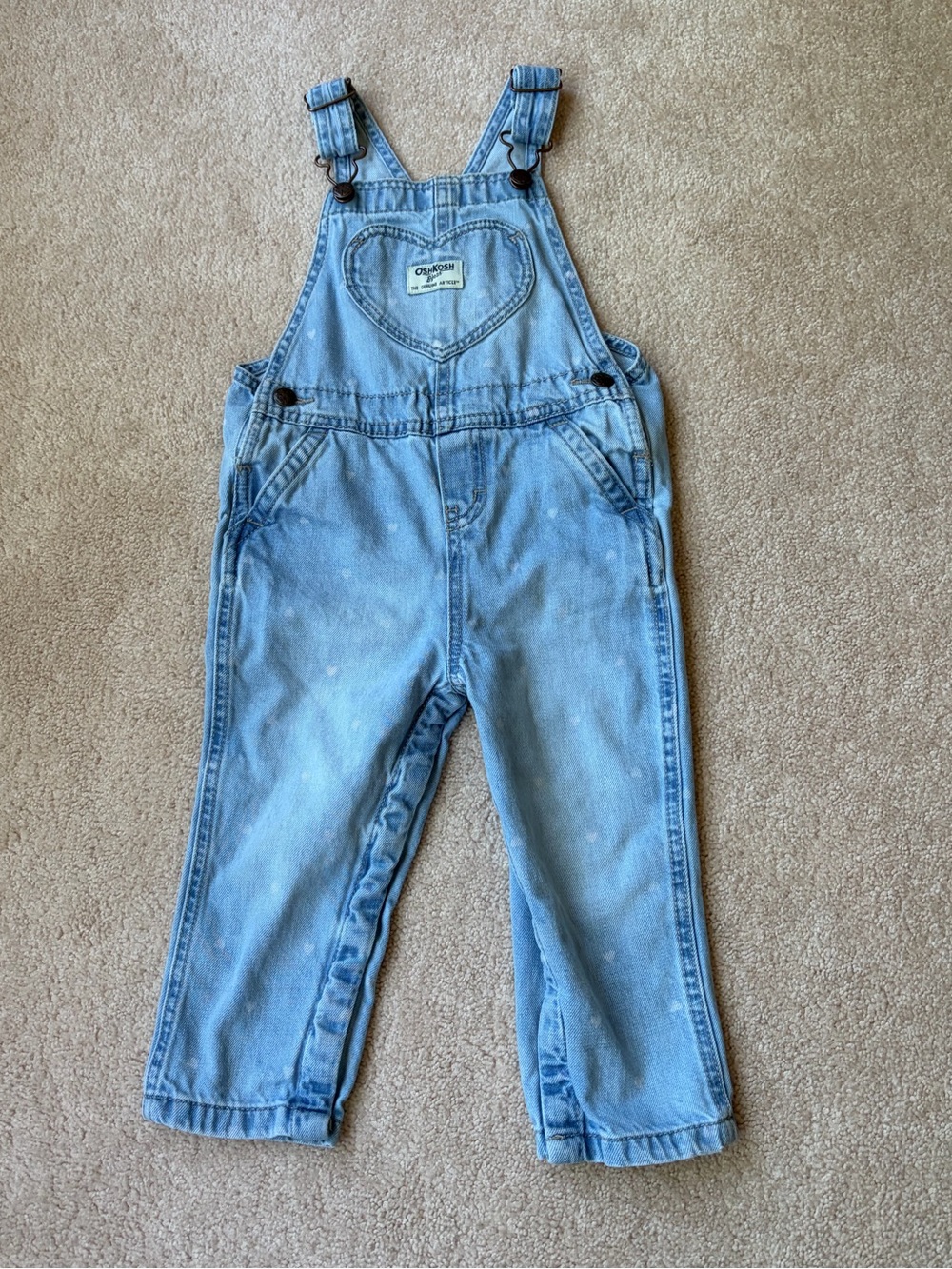 OshKosh B’Gosh 24mo Heart Patterned Denim Overalls